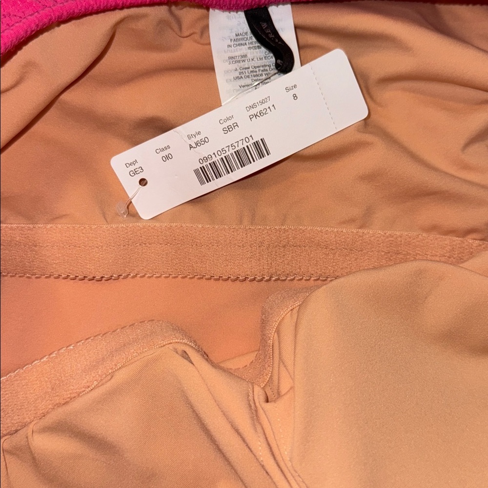 J. Crew Seersucker Pink Ruffle One Shoulder White Swimsuit Size 8 NWT AJ650 - Picture 4 of 6
